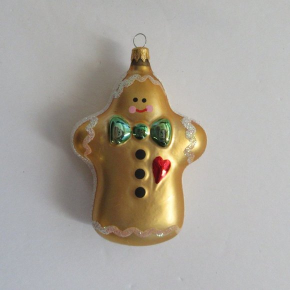 Glass Gingerbread Man Christmas Ornament Columbia Kurt Adler Hand Painted Vtg - Picture 2 of 10